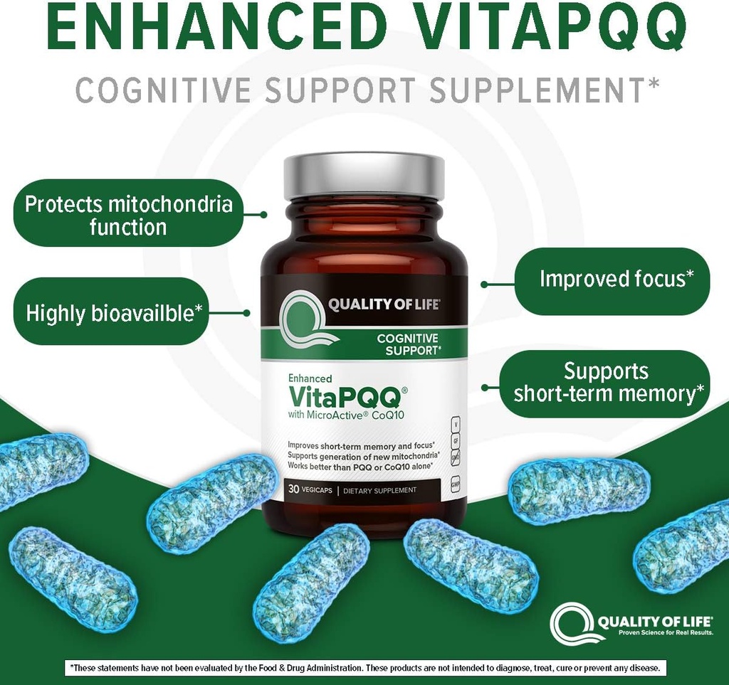 Quality of Life VitaPQQ with MicroActive CoQ10-SR Premium Supplement - Anti Aging, Memory, Energy, Focus, Cognitive and Heart Health - 30 Vegicaps 6