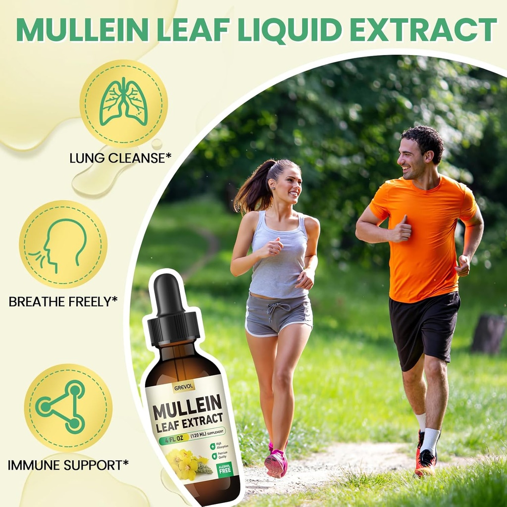 Mullein Drops for Lungs Supplement: Organic Mullein Leaf 30:1 Extract Tincture with Chlorophyll - Herbal Supplement Support Lung Cleanse & Respiratory Function - Non-GMO, Vegan - 4 Fl Oz 6