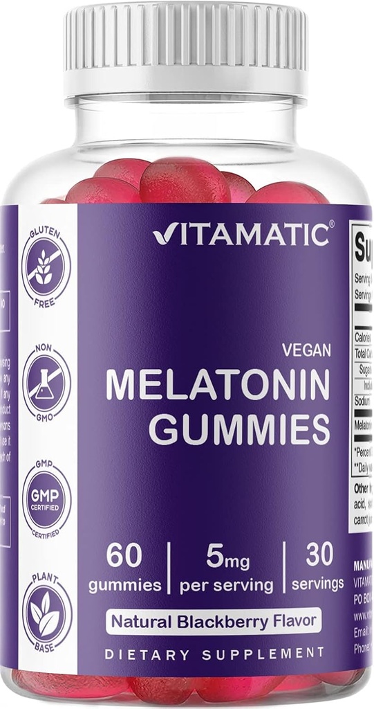 Vitamatic Magnesium Gummies & Melatonin Gummies Combo - 60 Count Each 4