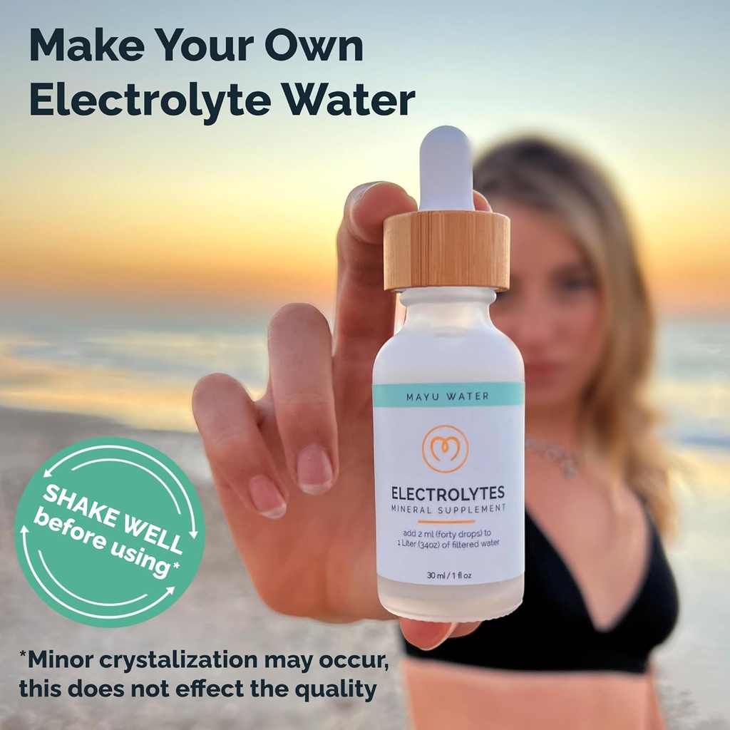 MAYU Electrolyte Water Drops - Fast Absorption Mineral Drops for Drinking Water, Hydration Essential Minerals Mix - 100% Pure Natural Minerals, Dehydration Solution, Sugar Free Electrolytes -30 ml (1) 3
