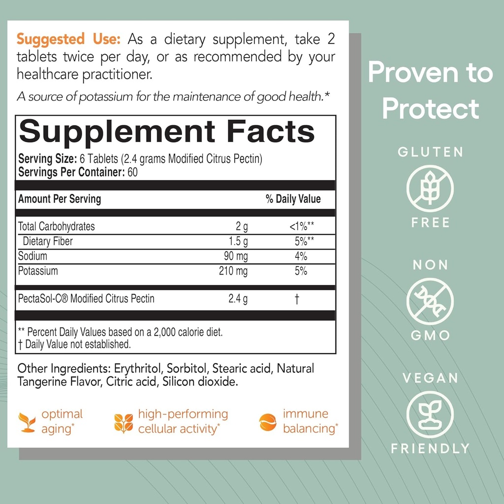 EcoNugenics PectaSol Modified Citrus Pectin – 120 Tangerine Chewable Tablets – Total-Body Health Supplement to Support Heart, Immune System, Inflammation Response + Maintain Healthy Galectin-3 Levels 6