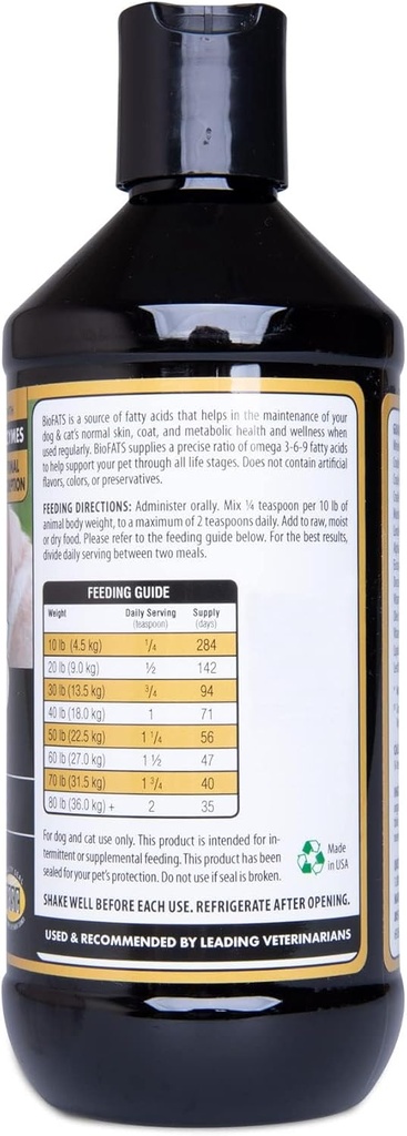 BiologicVET BioFATS - Contains Omegas 3, 6 & 9 - with EPA, DHA & ALA - for Dog & Cat - Skin & Joint Health Support - Includes Fish, Flaxseed & Olive Oil - 12 fl. oz. 4