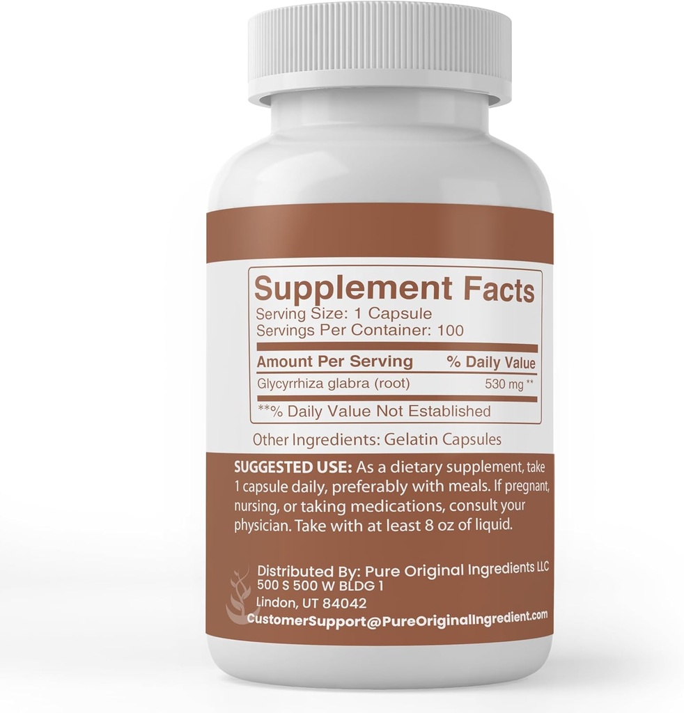 Pure Original Ingredients Licorice Root Extract (100 Capsules) Always Pure, No Additives Or Fillers, Lab Verified 4