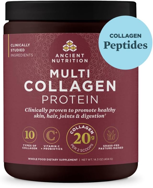 Ancient Nutrition Collagen Peptides Powder, Multi Collagen Protein, Women & Men, Vitamin C, Probiotics, Hydrolyzed Collagen, Supports Skin, Joints, Gut Health, Unflavored, 40 Servings 2