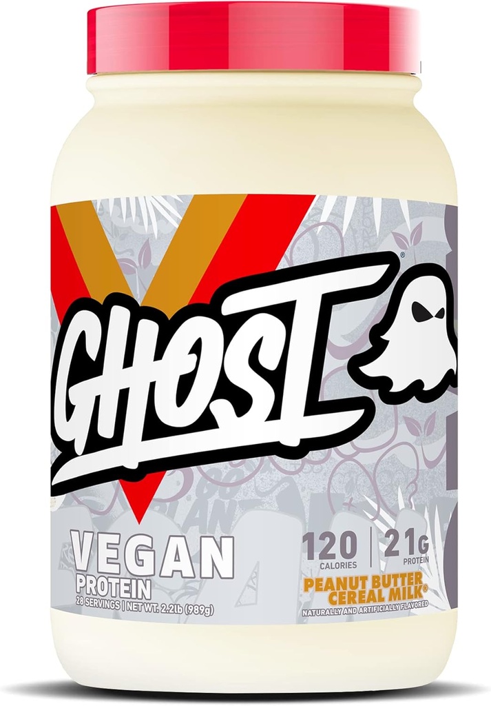 GHOST VEGAN Protein Powder, Peanut Butter Cereal Milk - 2lb, 20g of Protein - Plant-Based Pea & Organic Pumpkin Protein - ­Post Workout & Nutrition Shakes, Smoothies, & Baking - Soy & Gluten-Free 2