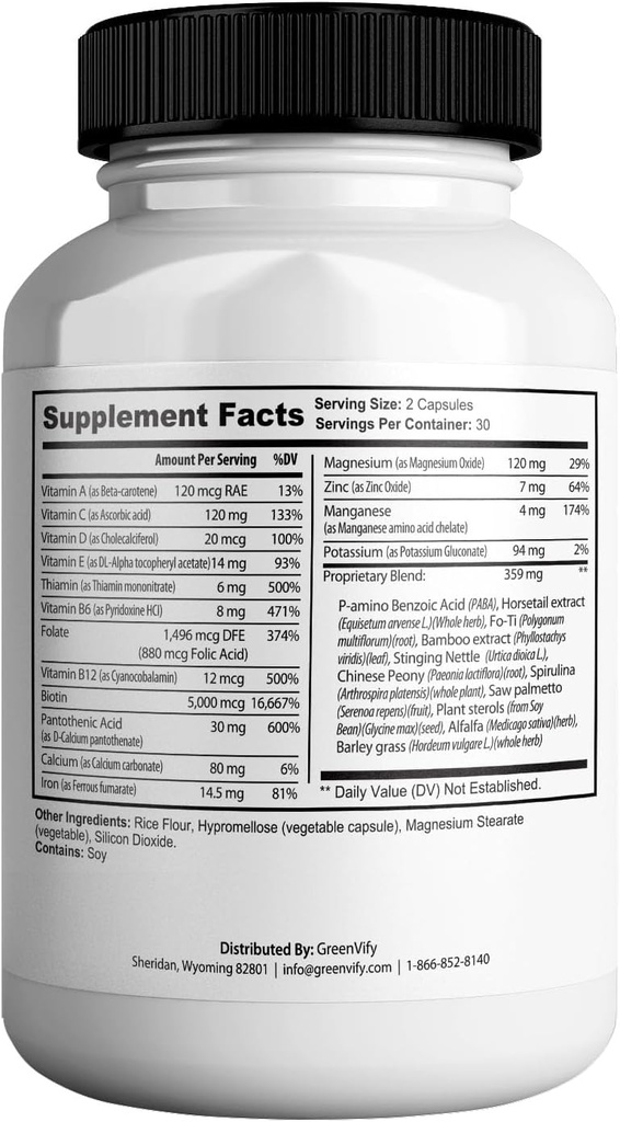 Nano Defense Pro Max Hair Skin and Nails Supplement, Biotin Calcium Magnesium Complex, 60 Capsules, 30-Day Supply (5) 3