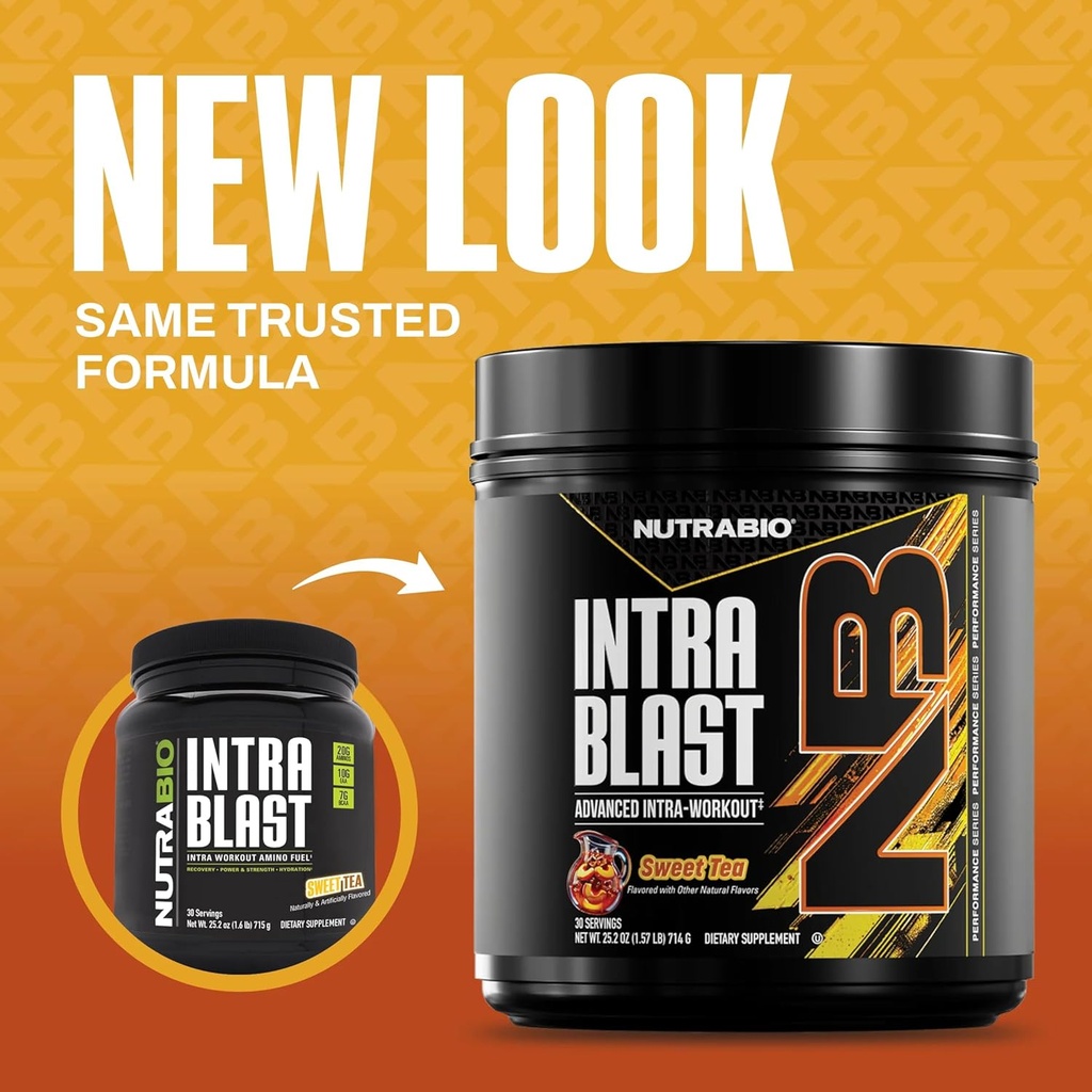 NutraBio Intra Blast Bcaa Powder Amino Acid Supplement, Electrolyte & Hydration Blend, Intra, Pre Workout & Muscle Recovery, 20g Eaa Amino Acids Powder, 5g Glutamine- Sweet Tea, 30 Serving 3