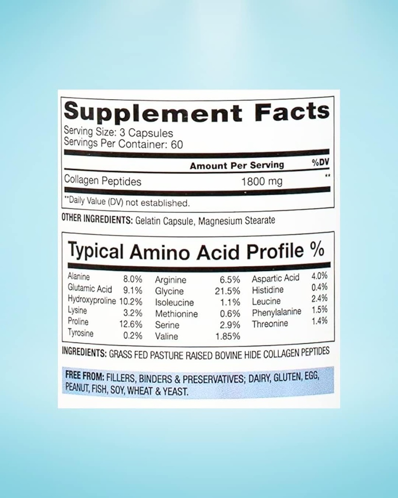 BioOptimal Collagen Peptides Capsules - Grass-Fed, Pasture-Raised Hydrolyzed Protein Supplement for Skin, Hair, & Nails - Non-GMO, Zero Sugar Daily Pills for Men & Women (180 Capsules) 4