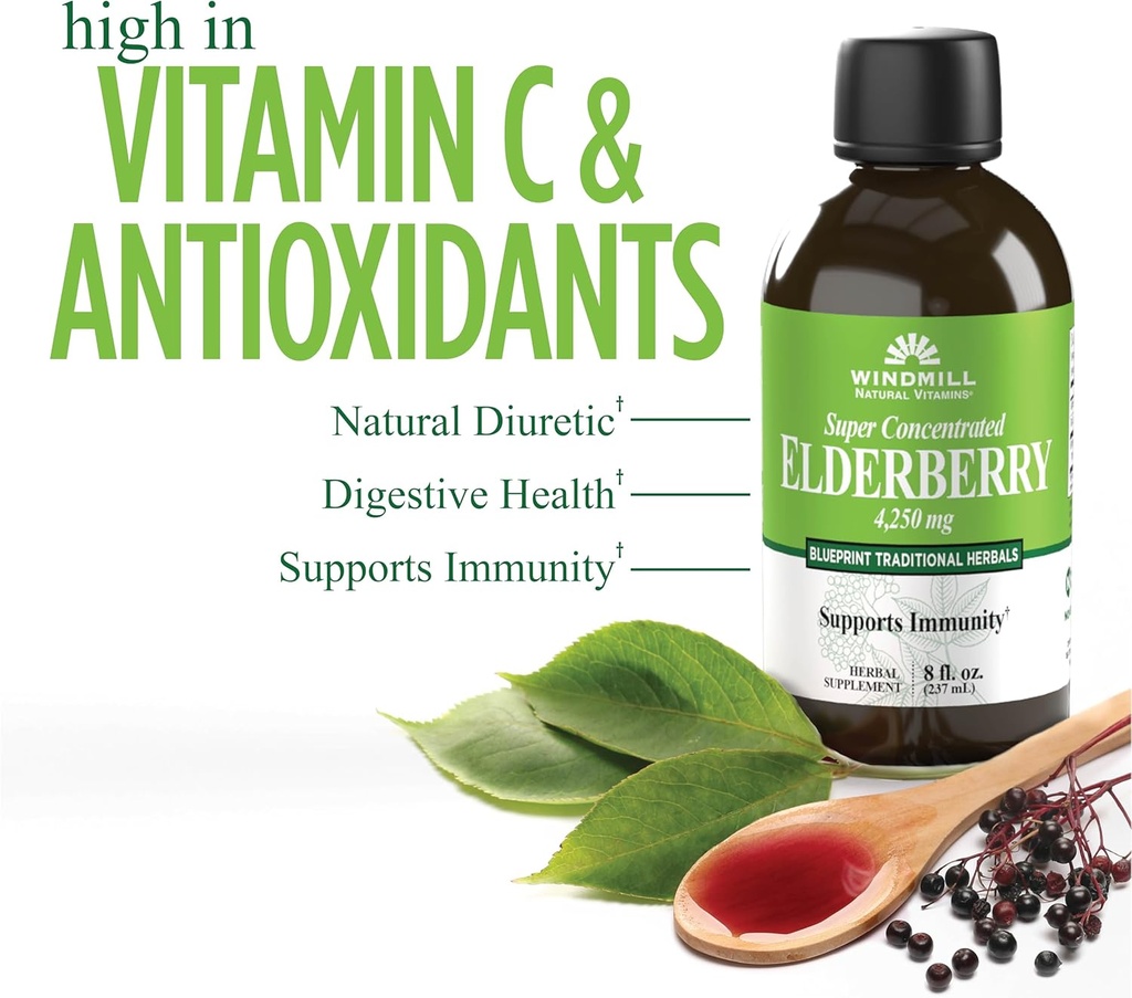 Windmill Natural Vitamins Super Concentrated Black Elderberry, Supports Immune System, Rich in Antioxidants, 8 Fl Oz 5