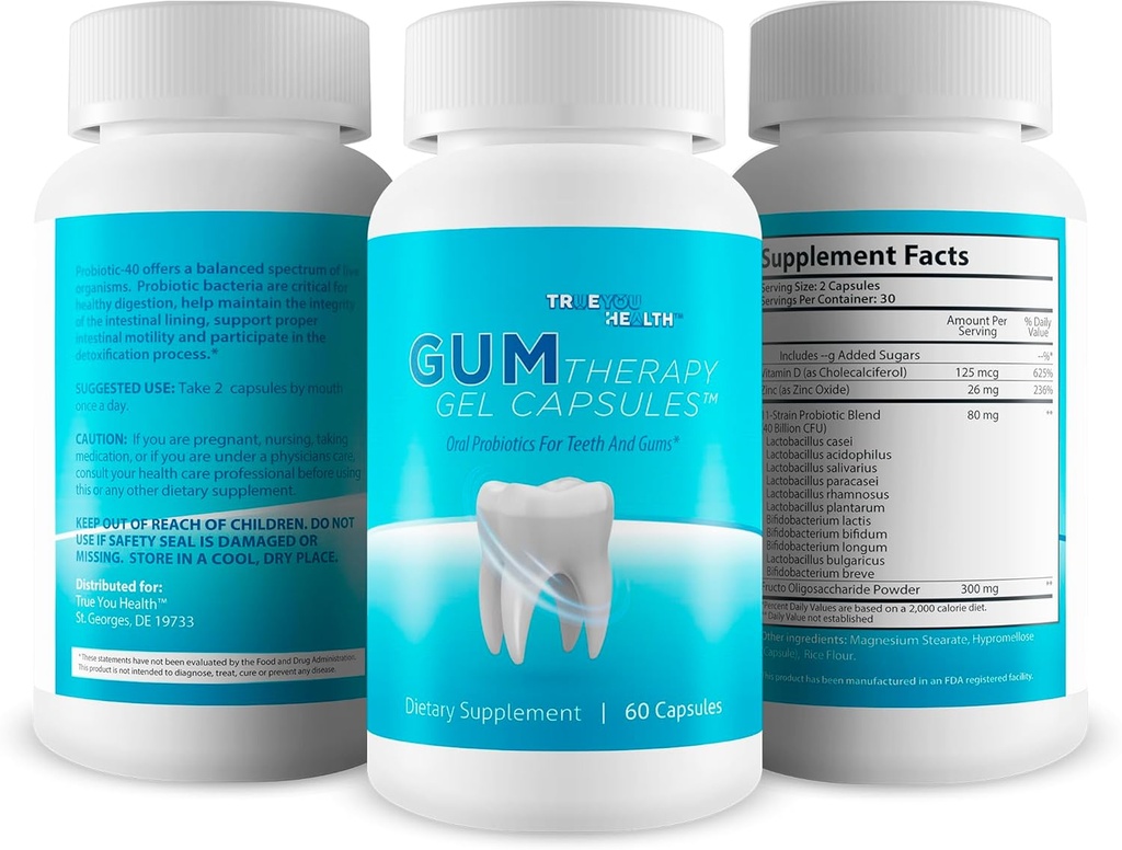 Gum Therapy Gel Capsules - Our Best Gum & Teeth Support Probiotic - Oral Dental Probiotics Gum Health Supplements - Gum & Teeth Probiotic - Our Best Oral Probiotics for Teeth and Gums - Gum Supplement 5