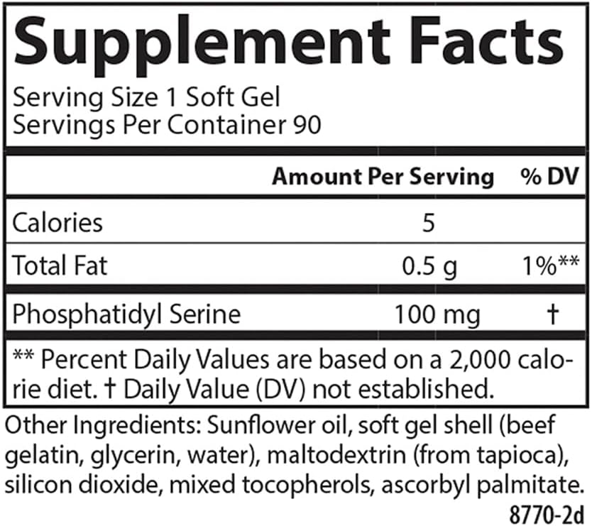 Carlson - Phosphatidyl Serine, 100 mg, Non-GMO, Brain Function, 30 Softgels 5