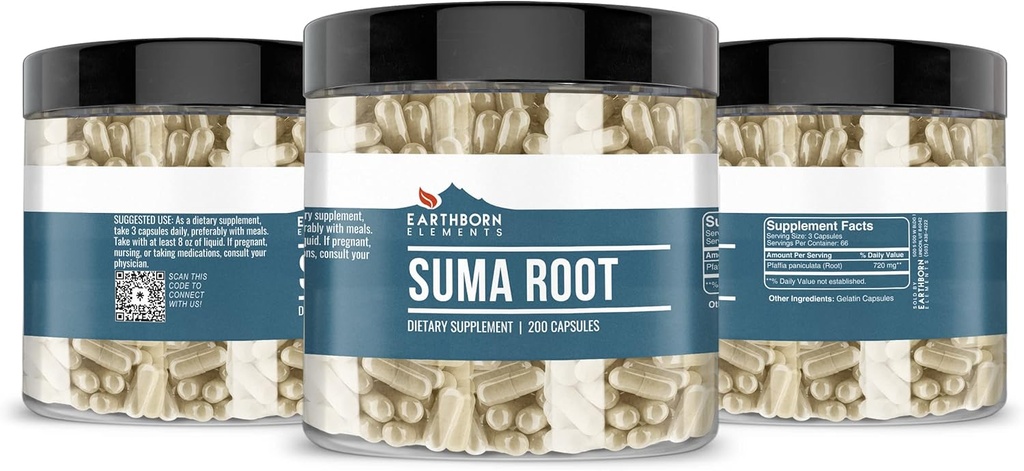 Earthborn Elements Suma Root 200 Capsules, Pure & Undiluted, No Additives 5