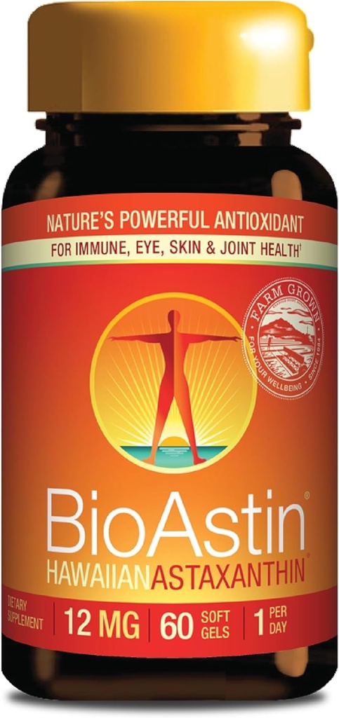 Nutrex Hawaii BioAstin Hawaiian Astaxanthin - 12mg, 60 Softgels - Farm-Direct Premium Antioxidant Supplement to Support Eye, Skin, Joint & Immune System Health - Non-GMO & Gluten-Free 2