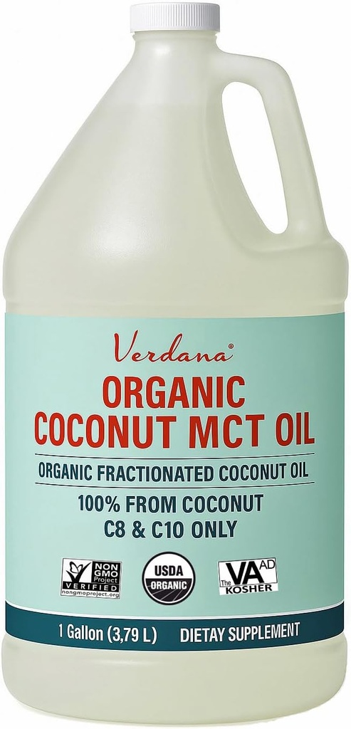 Verdana USDA Certified Organic Coconut MCT Oil –Fractionated Coconut Oil – No Palm Kernel Used – Kosher, Food Grade, Non-GMO – Great for Keto and Paleo Diets – 1Gallon 2