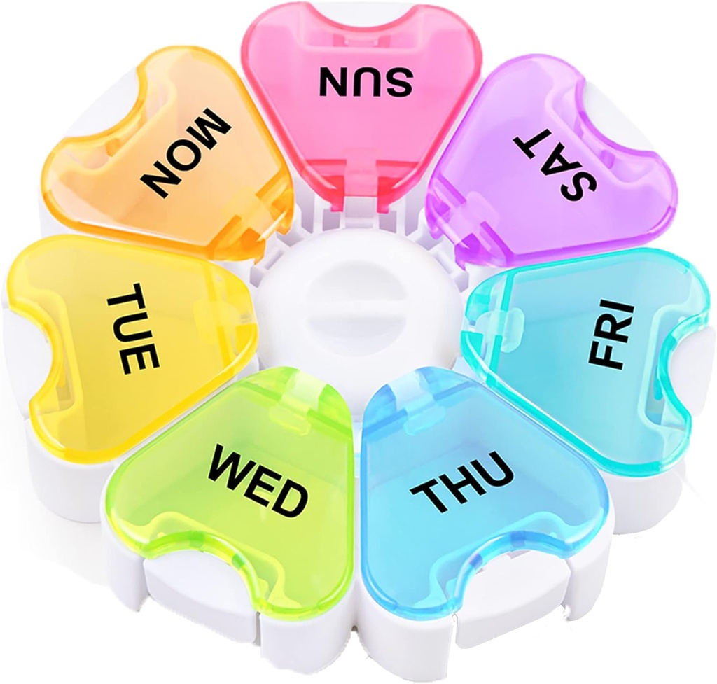 Large Weekly Pill Organizer, Gelibo Push Open Button Pill Box 7 Day, Easy to Open Pill Case, Daily Medicine Organizer, Travel Pill Container, Vitamin Holder for Medication, Supplements, Fish Oils 2
