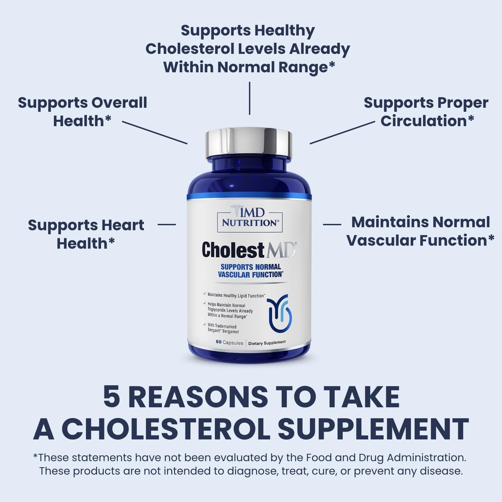 1MD Nutrition CholestMD with Olive Leaf Extract, Bergavit, Niacin, Garlic | 60 Capsules 4