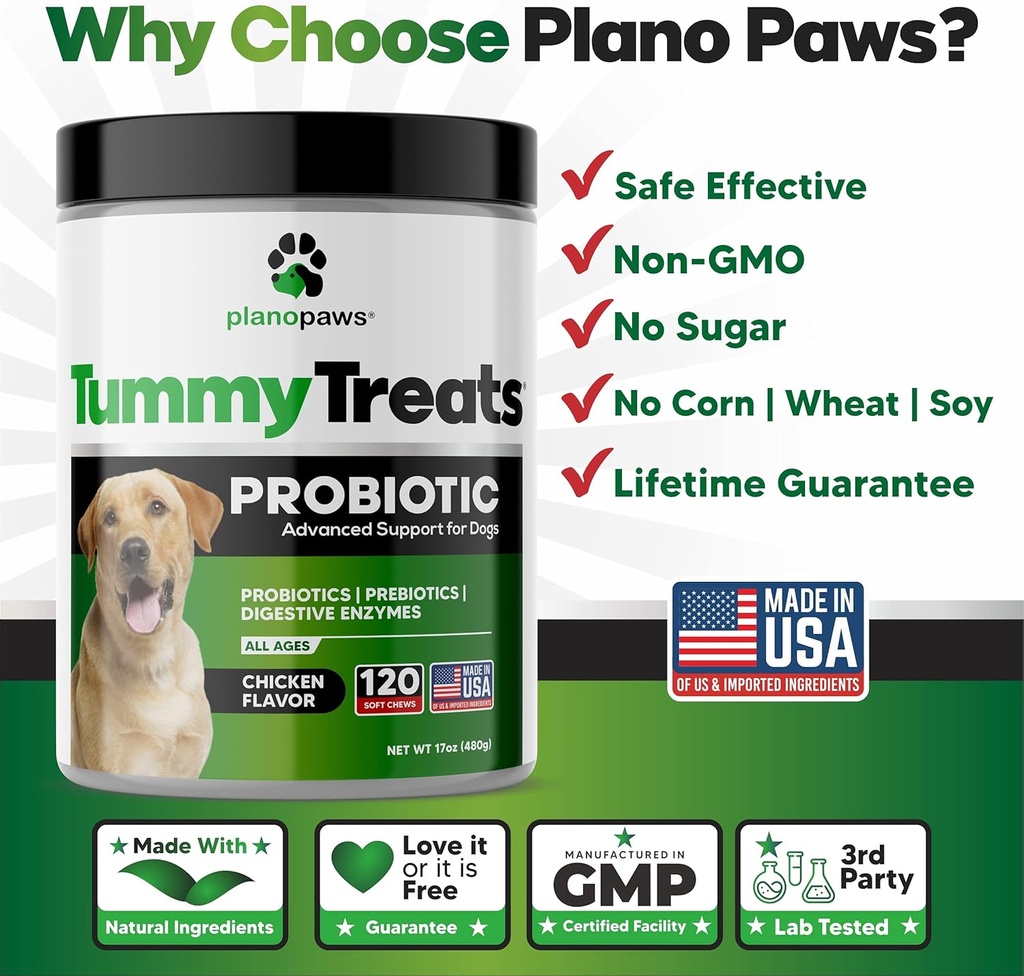 Probiotics for Dogs Digestive Health - Dog Probiotics and Digestive Enzymes - Allergy Relief for Dogs - Probiotic for Dogs Gut Health - Puppy Probiotic Tummy Treats - 120 Dog Probiotic Chews 4