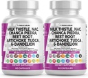 Clean Nutraceuticals Milk Thistle NAC Chanca Piedra Beet Root Artichoke Dandelion Root - Liver Cleanse Supplement Plus TUDCA Choline & Ginger - 2Pack 2