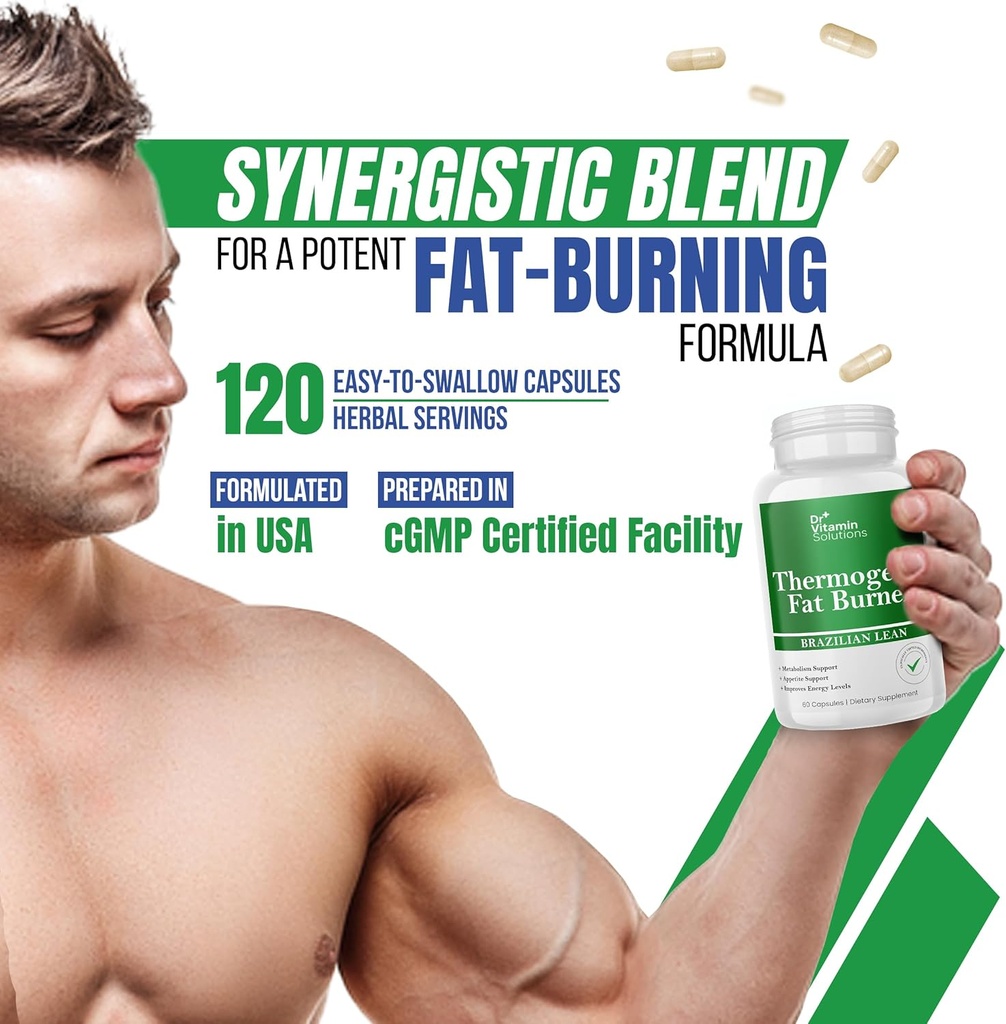 DR VITAMIN SOLUTIONS Thermogenic Fat Burner, 15 Day Cleanse, Water Flush, Weight Loss for Women & Men Bundle, 180 Capsules 5