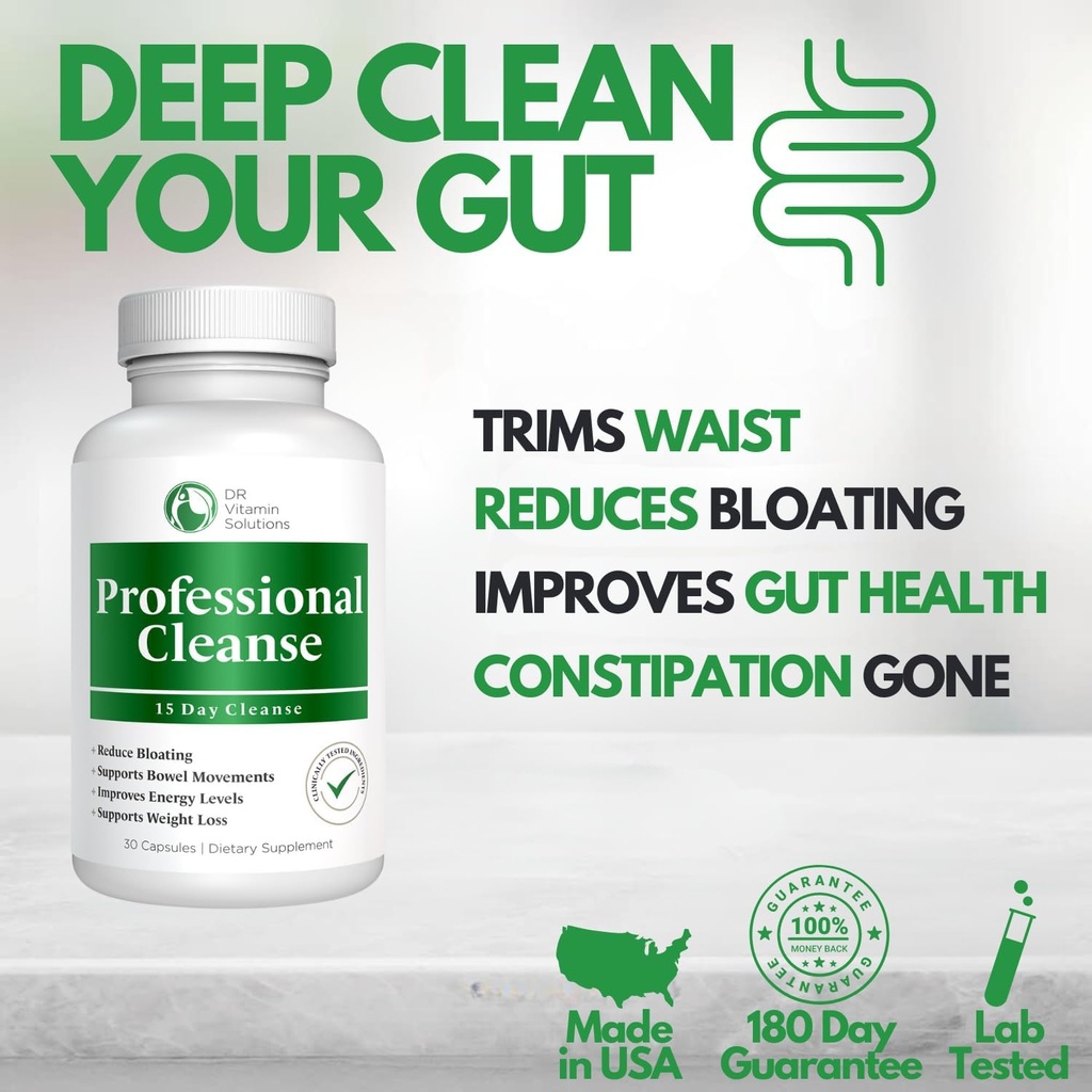 DR VITAMIN SOLUTIONS Thermogenic Fat Burner, 15 Day Cleanse, Water Flush, Weight Loss for Women & Men Bundle, 180 Capsules 6