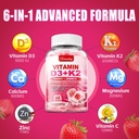 Vitamin D3 K2 Supplement for Adults - Vitamin D3 5000 IU + K2 200 mcg - Vit D3 K2 Gummies with Calcium 600mg Magnesium Zinc & Vitamin C for Women Men - Supports B0ne, Muscle Immune - 120 Count 4