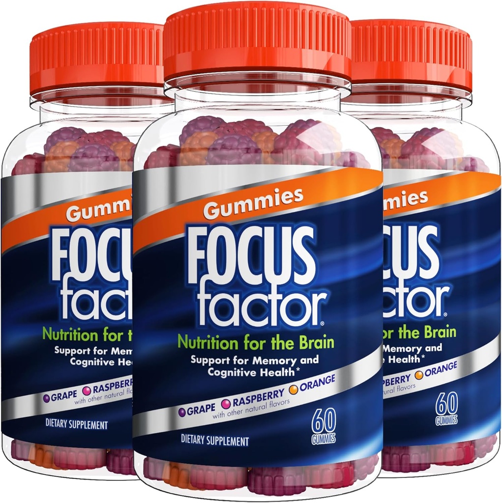 Focus Factor Nootropic Gummies - Memory Supplement for Brain, Phosphatidylserine, Bacopa, Huperzine A - 60 Count (3 Pack) 2