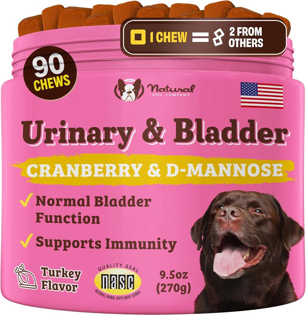 Natural Dog Company Urinary & Bladder Supplement for Dogs – Cranberry & D-Mannose Soft Chews with Marshmallow Root & Astragalus – Supports Urinary Tract Health, Bladder Function & Normal Urine Flow 2