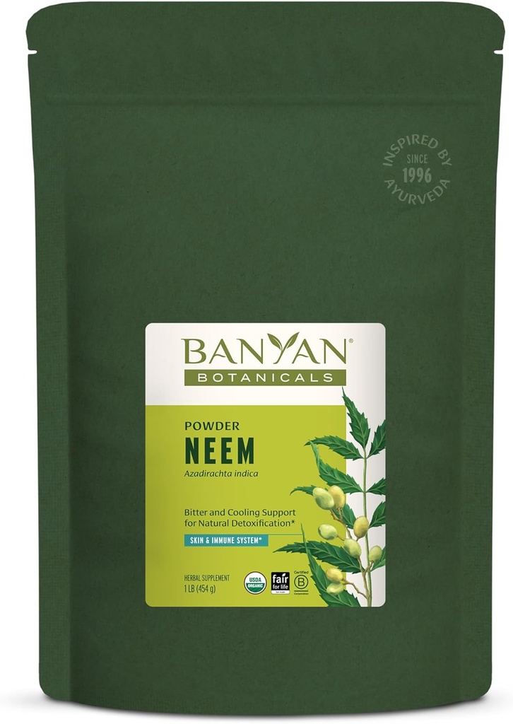 Banyan Botanicals Neem Powder – Organic Neem Leaf Supplement (Azadirachta Indica) – for Skin Health, Immune Support, and Natural Detoxification* – 1 lb. – Non-GMO Sustainably Sourced FFL Fair Trade 2