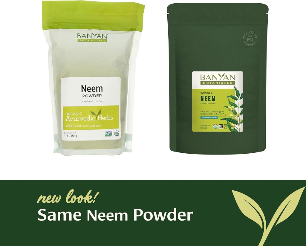 Banyan Botanicals Neem Powder – Organic Neem Leaf Supplement (Azadirachta Indica) – for Skin Health, Immune Support, and Natural Detoxification* – 1 lb. – Non-GMO Sustainably Sourced FFL Fair Trade 4