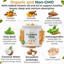 Organic Golden Milk Powder with Vitamins D3 & K2, Turmeric, Ginger, Curcumin, Cinnamon, KSM66 Ashwagandha, Holy Basil & Natural Prebiotics– Delicious Unsweetened Turmeric Tea Latte- 30 Servings 4
