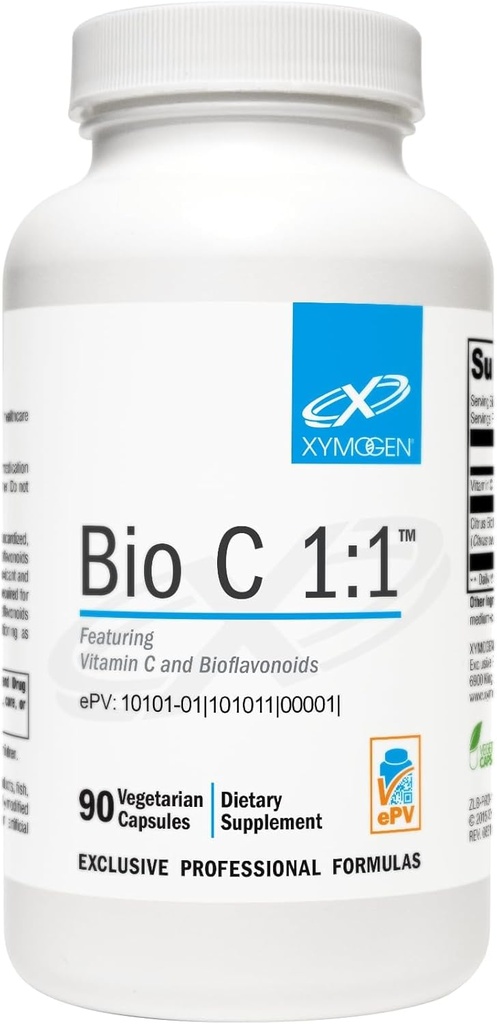 XYMOGEN Bio C 1:1 - High Potency Vitamin C Supplement with Citrus Bioflavonoids - Antioxidant + Immune Support, Promotes Collagen Synthesis (90 Vitamin C Capsules) 2