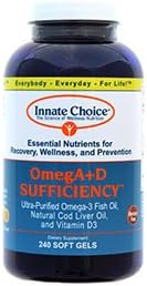 Omega 3, Fish Oil Capsules, OmegA+D By Innate Choice, Lemon 240 Capsules, Pharmaceutical Grade Fish Oil, 3rd Party Tested, Organically Filtered and Triple Purified, Natural Cod Liver Oil, Vitamin D3 2