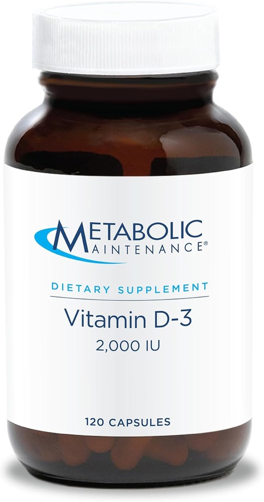 Metabolic Maintenance Vitamin D-3 2000 IU - Superior Absorption D3 with Vitamin C - Bone, Immune, Mood + Cardiovascular Support Supplement, No Fillers (120 Capsules) 2