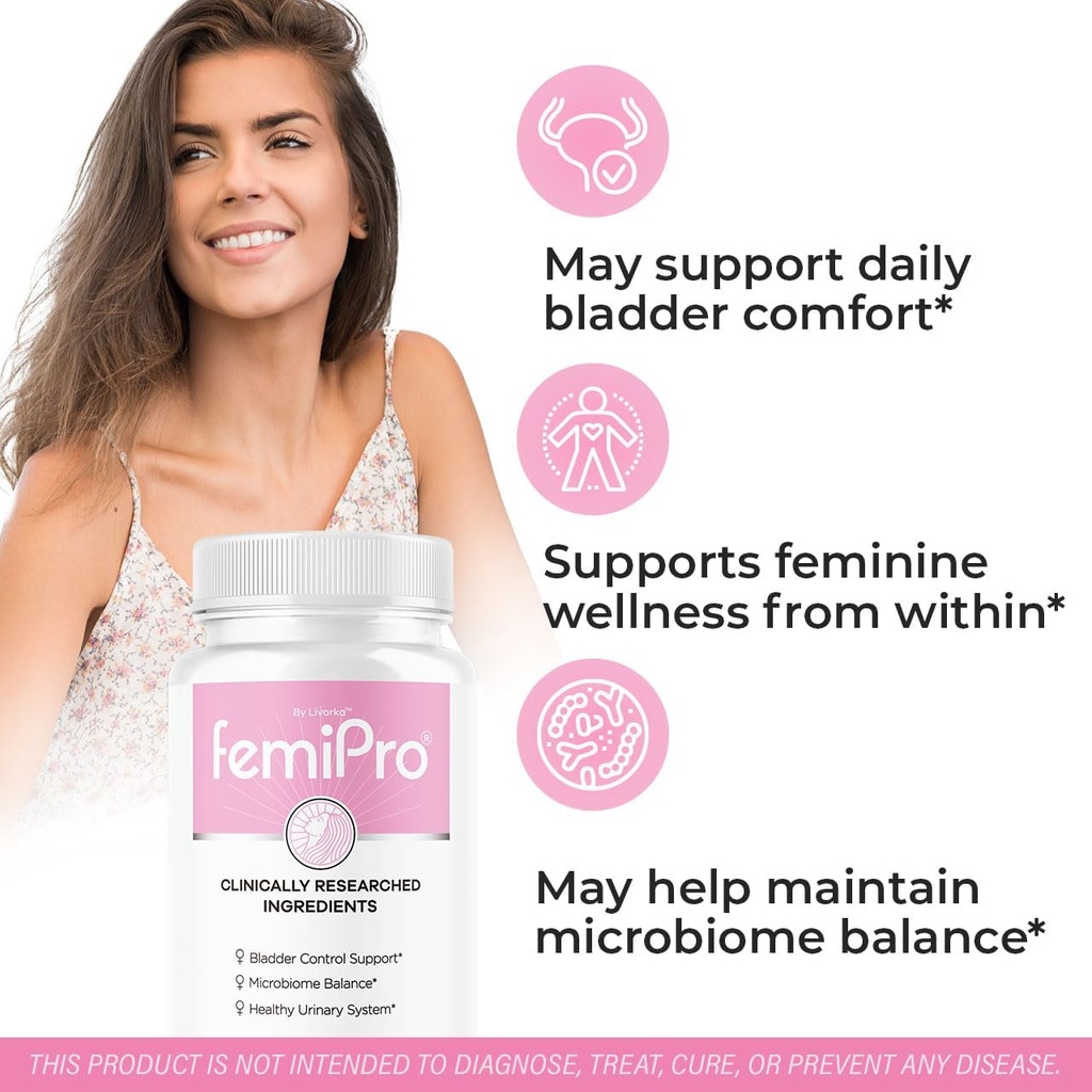 LIVORKA FemiPro Bladder Control Pills - Original FemiPro Capsules, Femi Pro Bladder Control Support Supplement, Probitic FemiPro Pills for Overall Health and Wellness Reviews, 30 Capsules for 1 Month 3