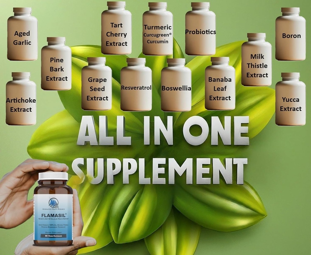 Flamasil™- for Healthy Inflammation Response* | Multi-Herbal Pain Reliever* and Joint Aid | Bio-Enhanced Turmeric, Boswellia, Resveratrol, and More | 13-in-1 Superfood Antioxidants | 30-Day Supply 4