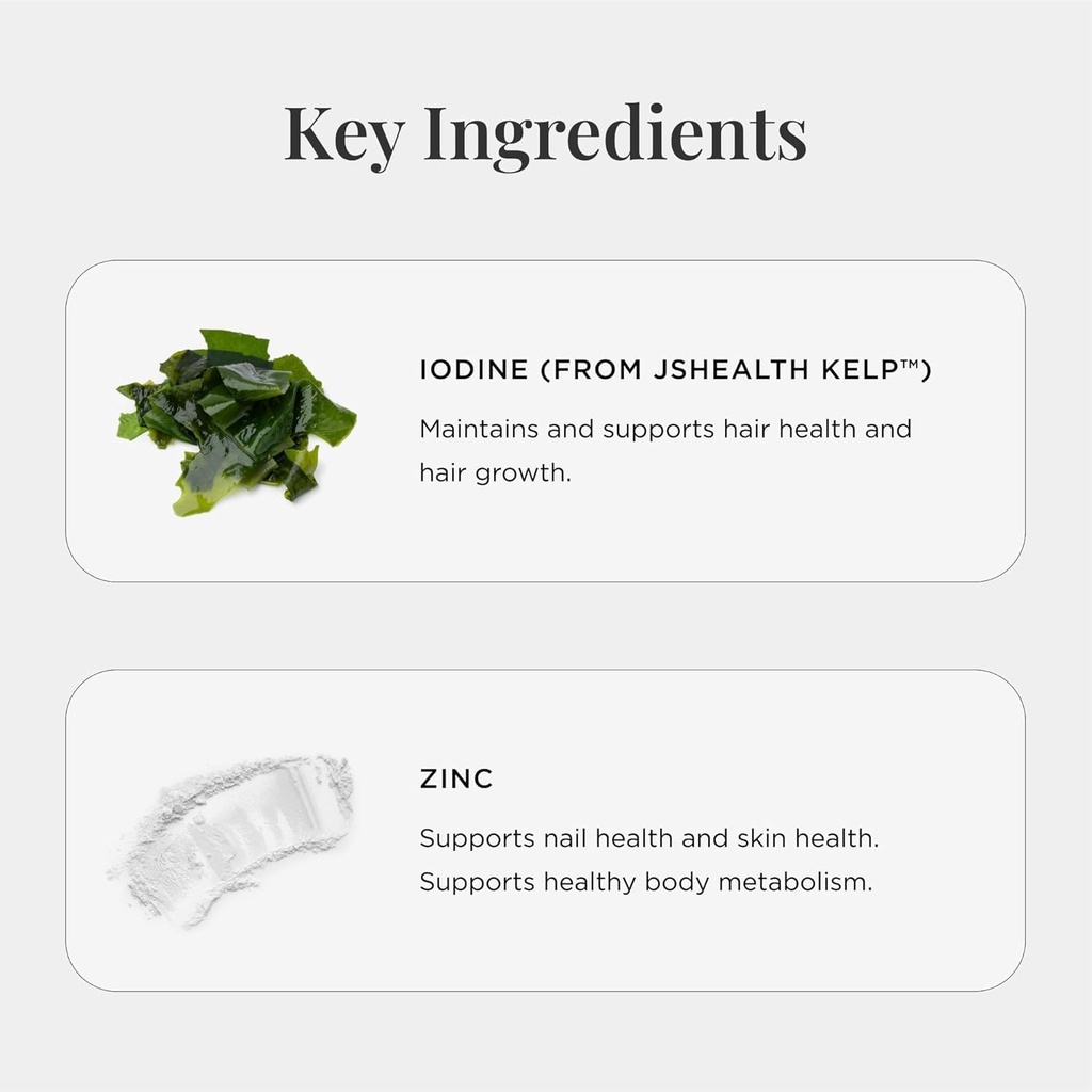 JSHealth Vitamins Hair + Energy Formula | Hair Vitamins for Women and Men with Iodine and Zinc | Supports Hair Strength, Energy Levels, and Healthy Hair Maintenance (60 Capsules Pack of 2) 5