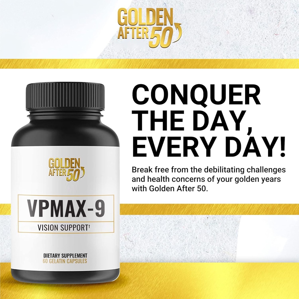 Golden After 50 VpMax-9 - Sight Care and Antioxidant Supplement with Eye Vitamins, Lutein, Lycopene and Bilberry Extract - 6 Bottles 3
