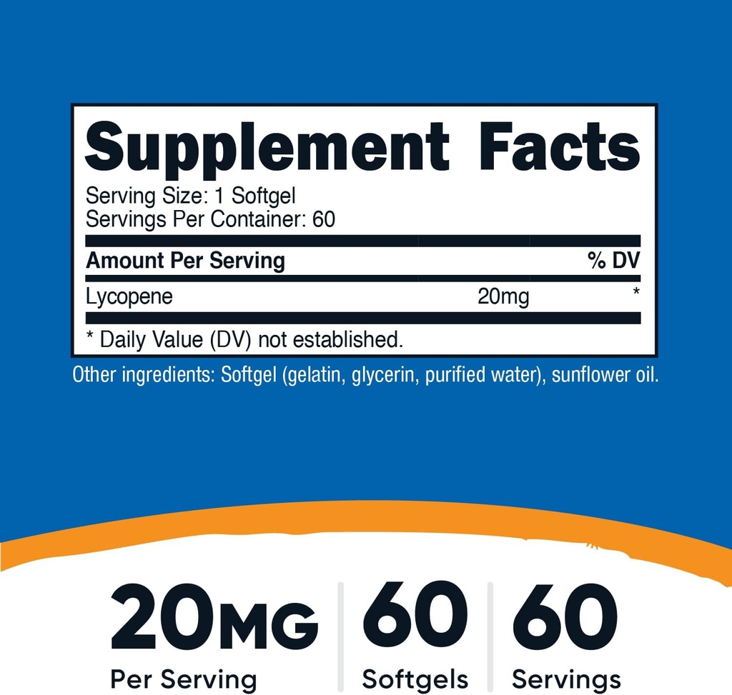 Nutricost Lycopene (20mg) 60 Softgels - Gluten Free, Non-GMO 3