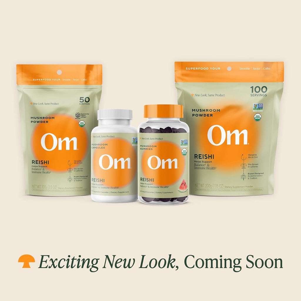 OM MUSHROOM SUPERFOOD Reishi Mushroom Capsules Superfood Supplement, 90 Count, 30 Days, Organic Adaptogen for Stress Relief and Immune Health 3