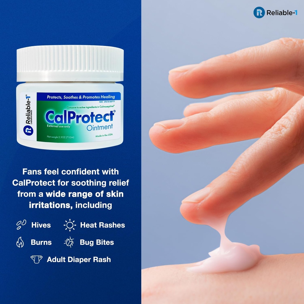 CalProtect Anti-Rash Moisturizing Ointment (2-Pack, 2.5oz, Jars) Reliable-1 Laboratories Adult Diaper Incontinence - Skin Barrier Soothing Repair and Relief for Men & Women 5
