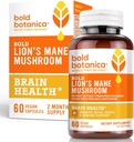 Bold Botanica Lion’s Mane Mushroom Capsules - 100% Fruiting Body – Concentrated Organic Lion’s Mane Extracts – Nootropic Brain Health – Memory, Mood, Immune Support – 60 Vegan Capsules 2