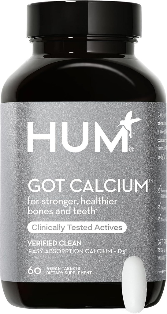 HUM Got Calcium Supplements for Women and Men, Vegan Bone Health & Teeth Health Support Supplement, 630mg Calcium with Vitamin D3, Citrate, for Easy Enhanced Absorption, 60 Vegan Tablets 2