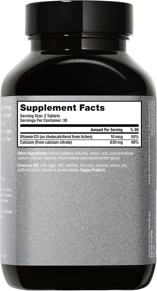 HUM Got Calcium Supplements for Women and Men, Vegan Bone Health & Teeth Health Support Supplement, 630mg Calcium with Vitamin D3, Citrate, for Easy Enhanced Absorption, 60 Vegan Tablets 3