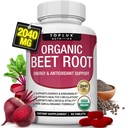 Organic Beet Root Powder Tablets - 2040mg Natural Nitric Oxide Beets to Support, Energy, Black Pepper Better Absorption, Non-GMO, for Men Women, 90 Tablets 2