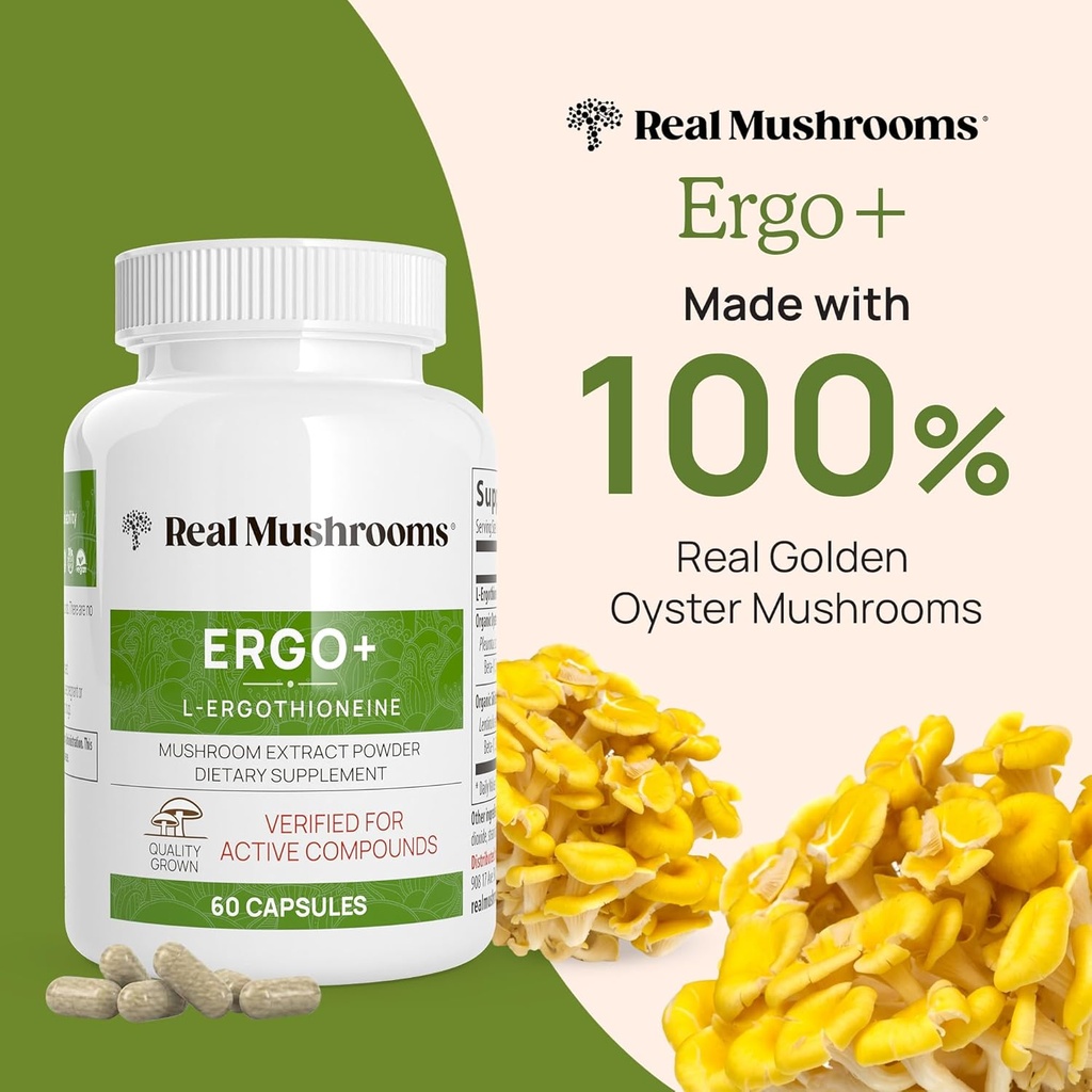 Real Mushrooms Ergothioneine (60ct) and Reishi 415 (90ct) Bundle with Shiitake and Oyster Mushroom Extracts - Longevity and Relaxation -Vegan, Gluten Free, Non-GMO - Natural Support for Healthy Aging 6