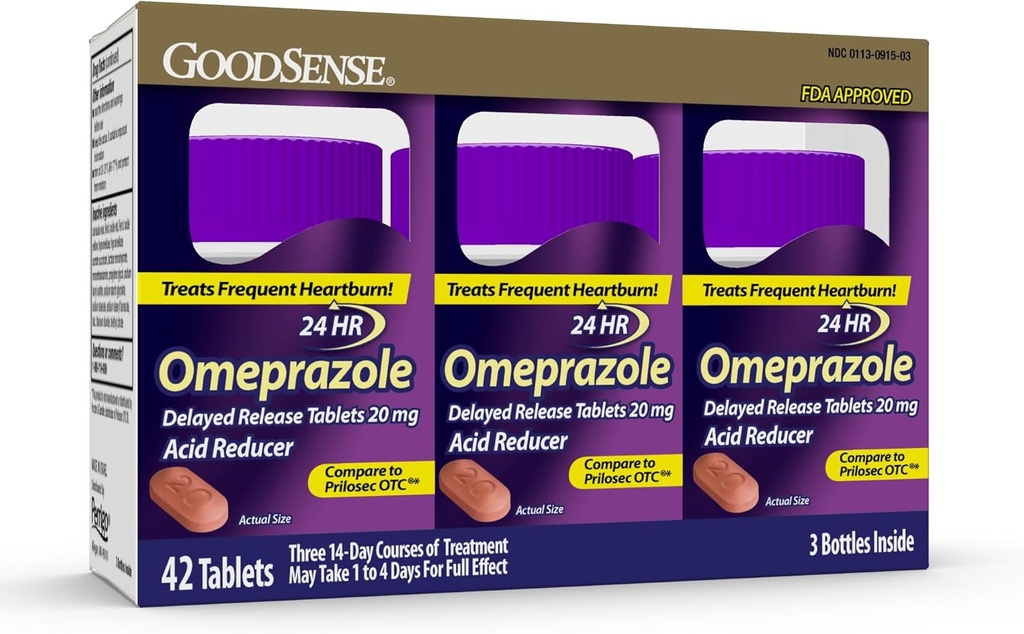 GoodSense Omeprazole Delayed Release Tablets 20 mg, Stomach Acid Reducer for Frequent Heartburn Treatment, 42 Count 2