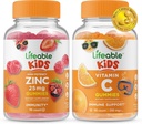 Lifeable Zinc 25mg Kids + Vitamin C Kids, Gummies Bundle - Great Tasting, Vitamin Supplement, Gluten Free, GMO Free, Chewable Gummy 2