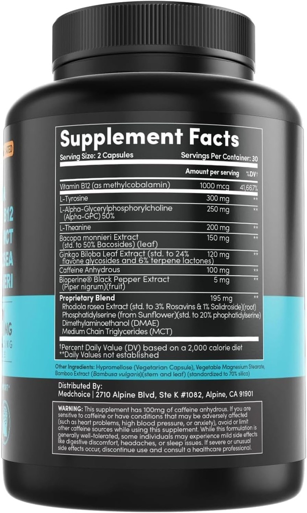 MEDCHOICE Turmeric & Ginger (240ct), Sleep Melatonin (90ct), and Nootropic Brain (60ct) Supplement Bundle - Wellness Trio for Brain, Sleep, & Immune Support - Vegan, Non-GMO, Gluten-Free 6