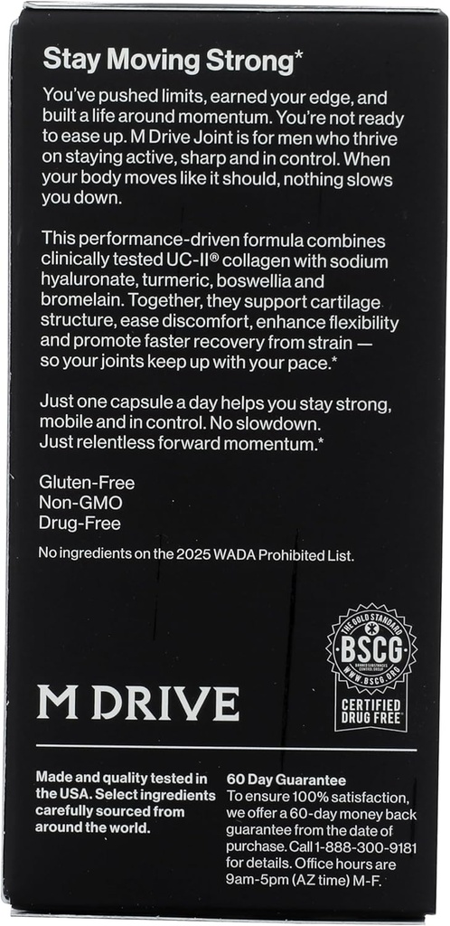 Mdrive Joint Support Supplement for Men - Supports Healthy Joint Function, Flexibility, Comfort & Mobility - Features UC-II Collagen, Turmeric Curcumin & Sodium Hyaluronate from Hyaluronic Acid, 30ct 3
