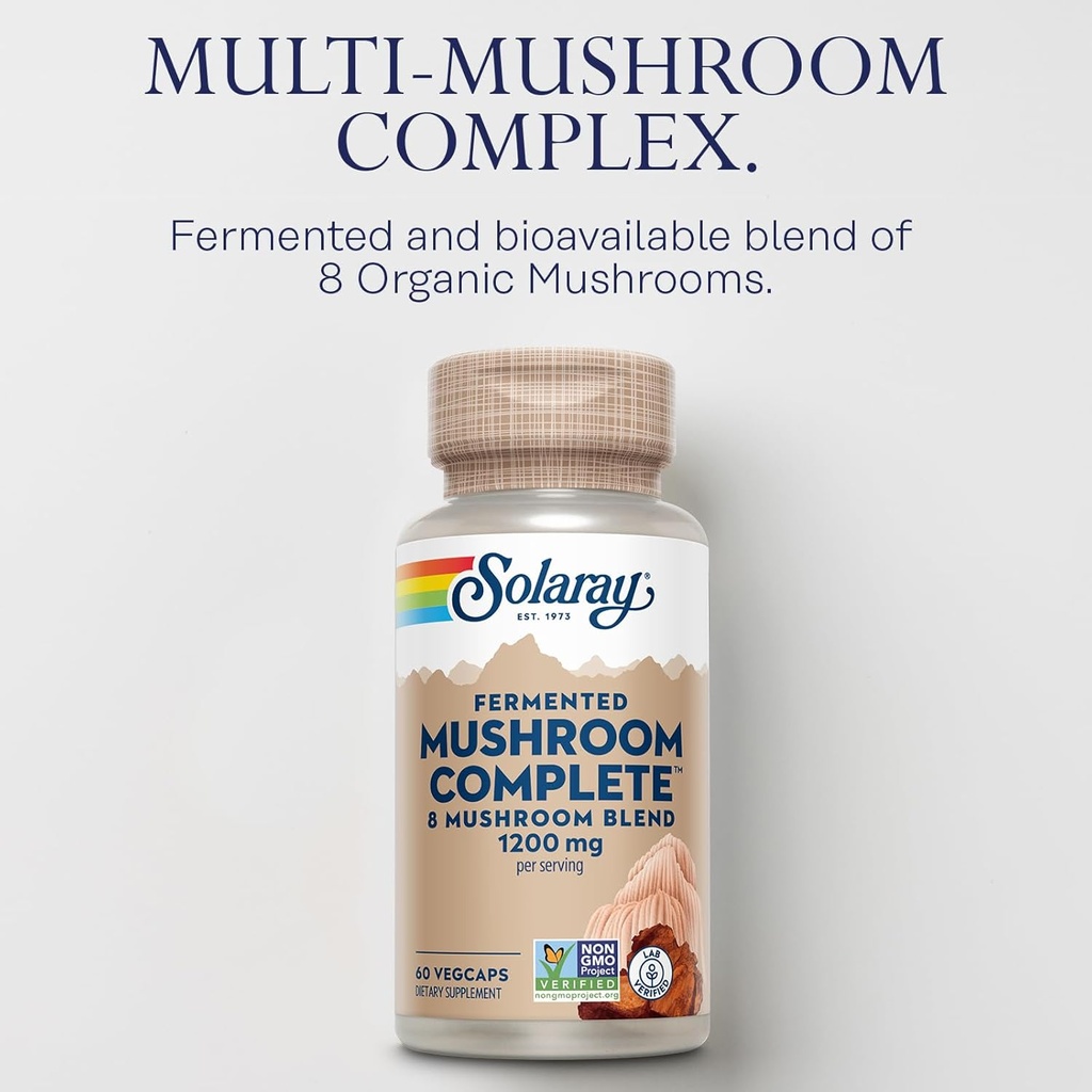 SOLARAY Mushroom Complete and Lions Mane Mushrooms Bundle - 8 Mushroom Supplement Plus Organic Lion’s Mane - Fermented for Enhanced Absorption and Whole Body Wellness, 60-Day Guarantee, 60 VegCaps Ea. 5